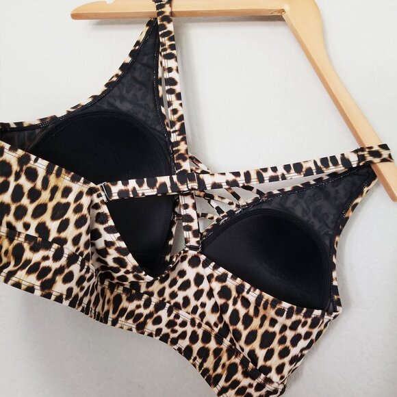 Torrid Wireless XO Triangle Swim Top Bikini Leopard Animal Cheetah Plus 2X $75 - Picture 7 of 16
